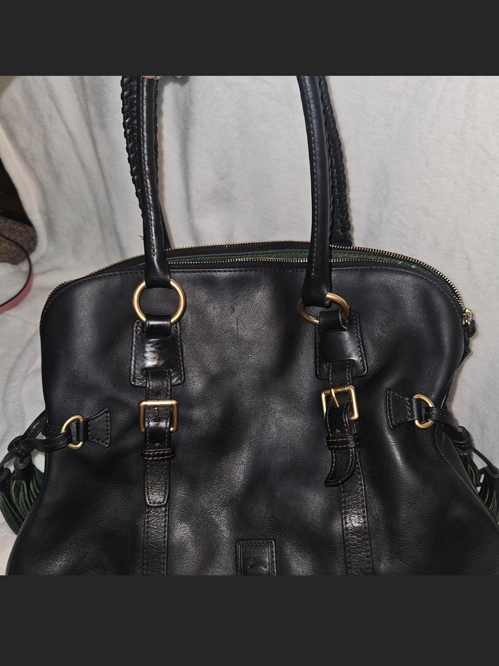 Black Leather Women’s Tote Bag with Gold Hardware Dooney And Bourke